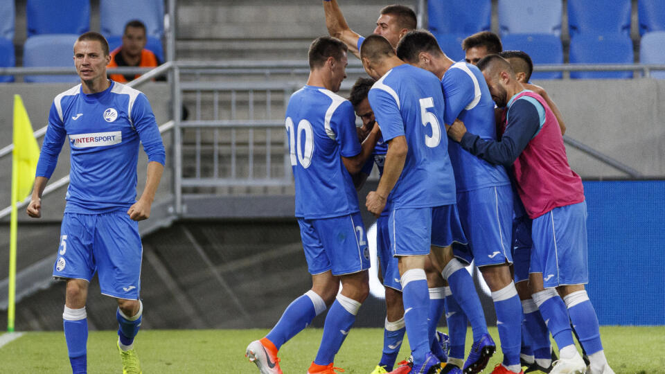 Na snímke počas zápasu 1. predkola Ligy majstrov medzi ŠK Slovan Bratislava a FK Sutjeska Nikšič.