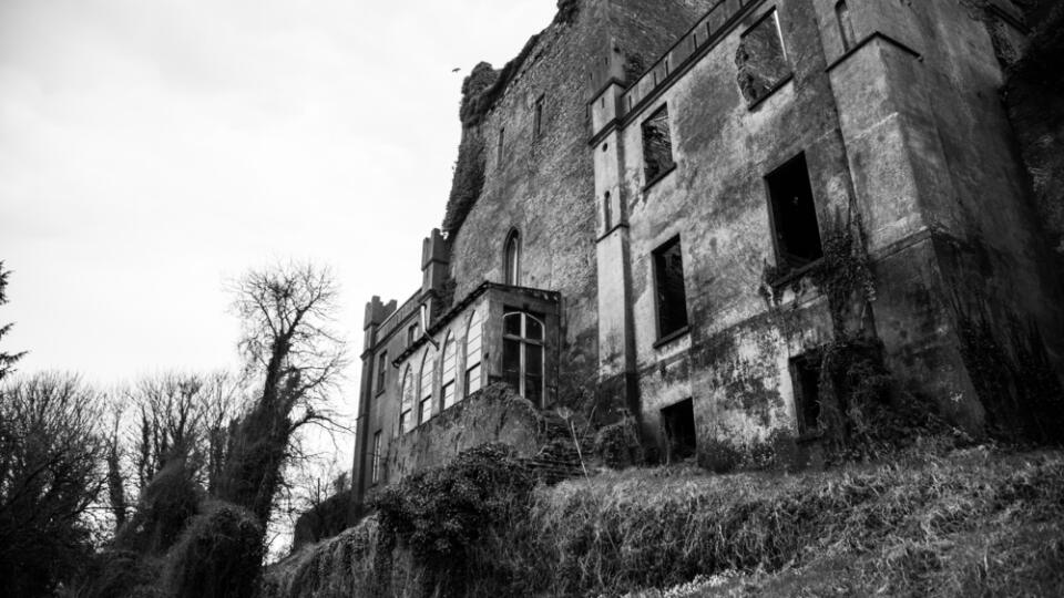 Backyard,Of,Leap,Castle,(b&w),,Co,Offaly,,Ireland