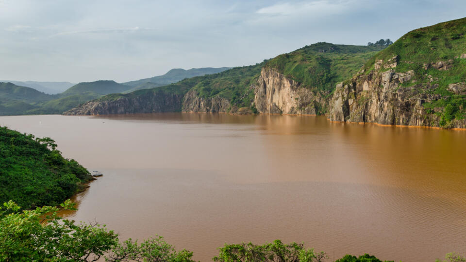 Landscape,Including,Calm,Brown,Water,Of,Lake,Nyos,,Famous,For