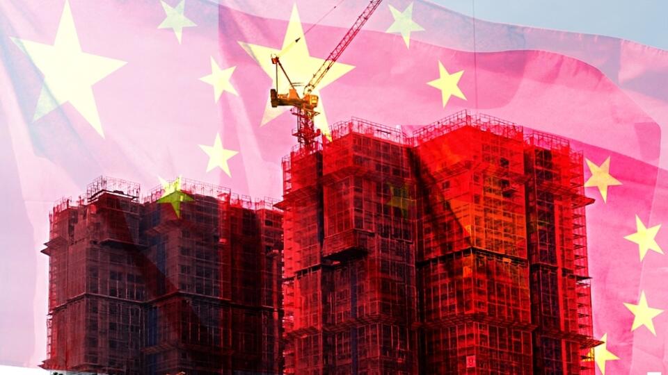 Double,Exposure,Creative,Hologram,Of,Unfinished,Supertall,Building,And,Chinese