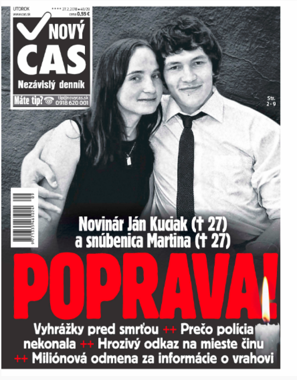Denníky vyšli po vražde novinára s čiernobielymi titulkami