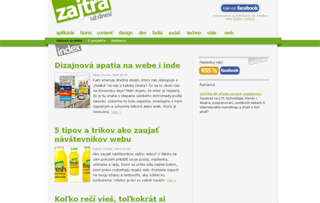 Nový web Tomáša Abaffyho Zajtra.sk odštartoval