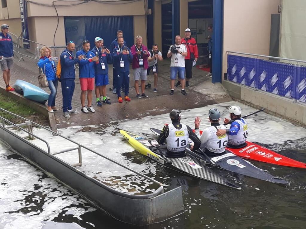 Náš víťazný trojlístok - Michal Martikán, Matej Beňuš a Alexnder Slafkovský