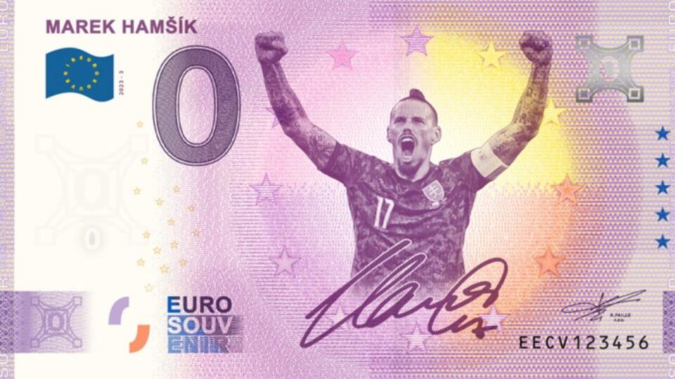 Bankovka s podobizňou Mareka Hamšíka.