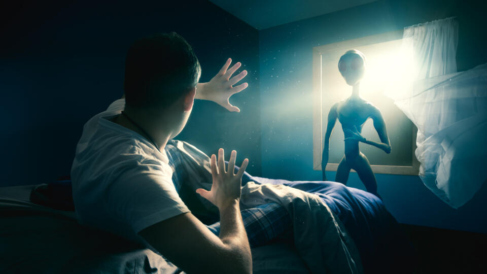 Young,Man,Getting,Abducted,By,An,Ufo,/,High,Contrast