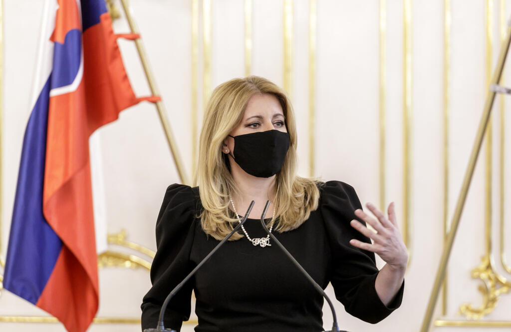 Na snímke prezidentka SR Zuzana Čaputová počas tlačovej konferencie po skončení 130. zasadnutia Bezpečnostnej rady vlády SR 20. októbra 2020 v Bratislave. FOTO TASR - Dano Veselský