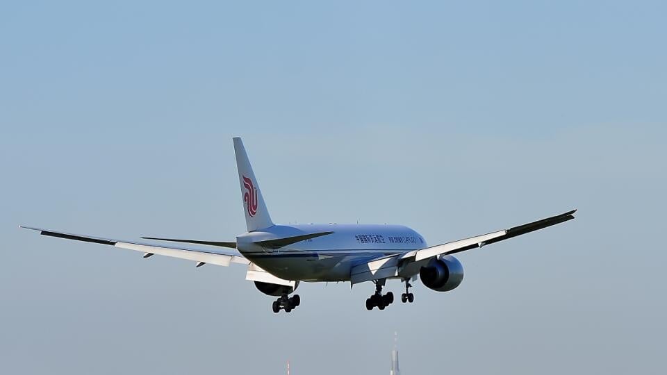 Frankfurt,germany-april,21,2016:,Air,China,Cargo,Boeing,777f,Over,Airport.