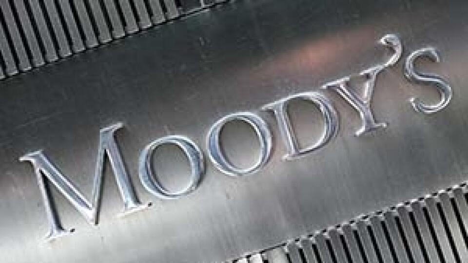 FILE - This Aug. 24, 2010 file photo, shows the signage for Moody's Corp., in New York. Moody's Investors Service is a credit rating agency. (AP Photo/Mark Lennihan, File)