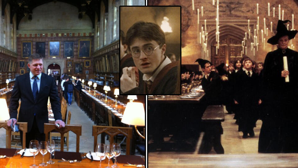 NA MIESTE
NAKRÚCANIA: Fico
si pozrel slávnu
potterovskú jedáleň.