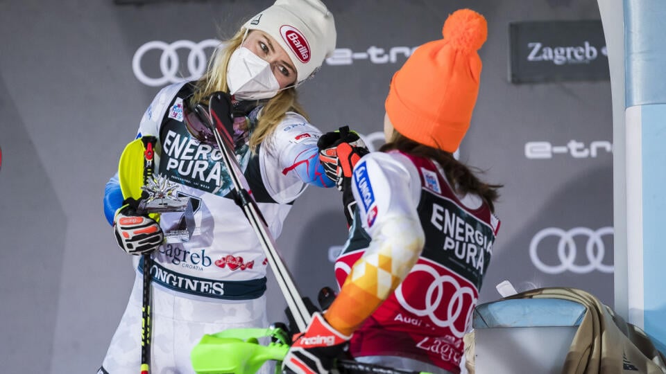 Mikaela Shiffrinová skončila v Záhrebe druhá za víťazkou Petrou Vlhovou.