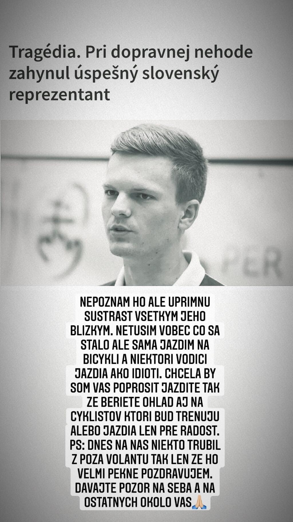 Petra Vlhová zareagovala na smrť cyklistu Adriána Babiča.