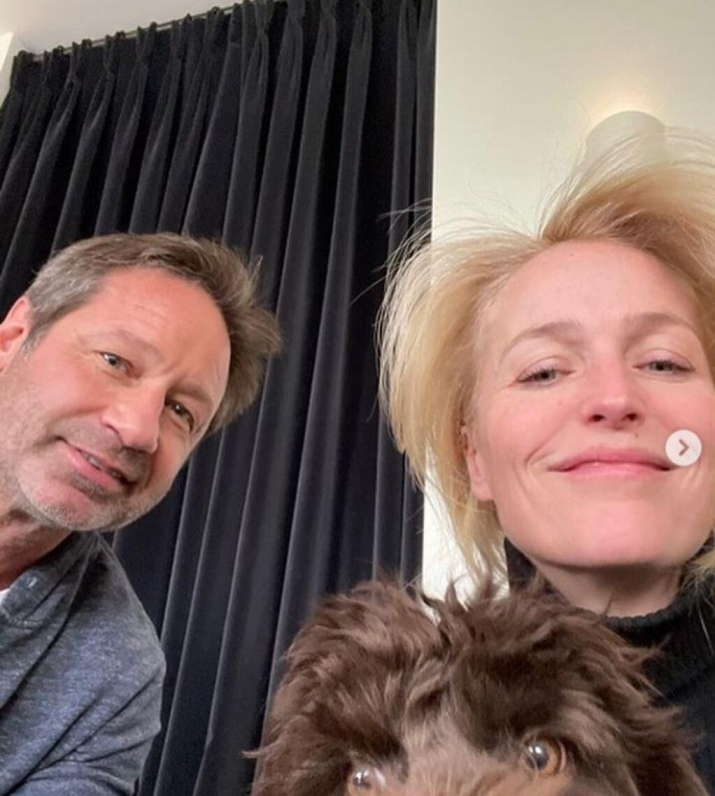 Herečka Gillian Andersonová (52) a jej herecký kolega David.
