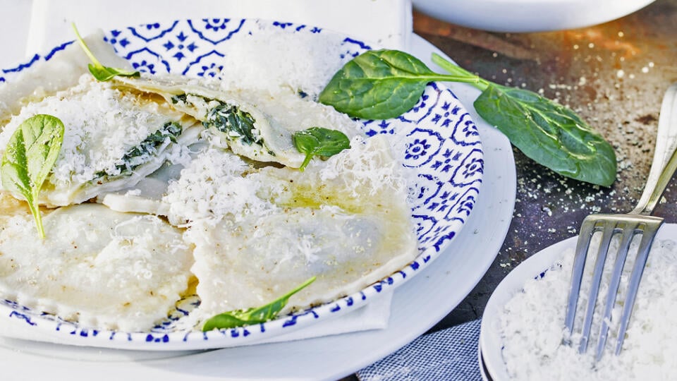 Špenátové ravioly s tvarohom