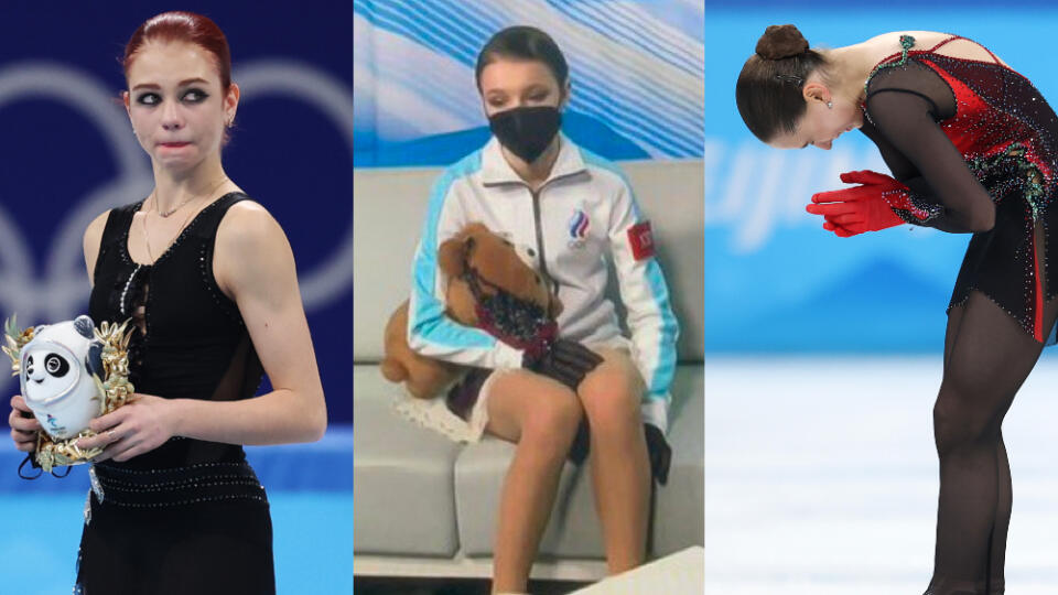 Zľava Alexandra Trusovová, Anna Ščerbakovová, Kamila Valijevová.