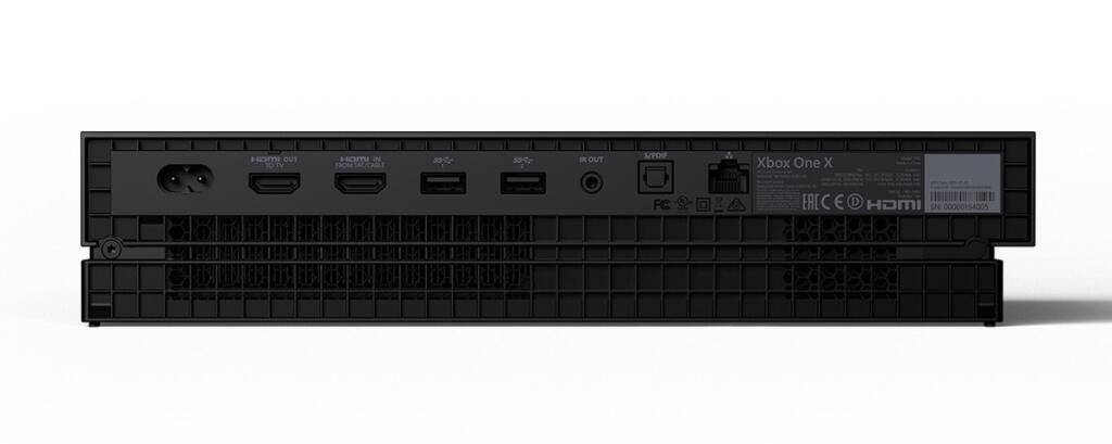 Xbox One X, zadná strana