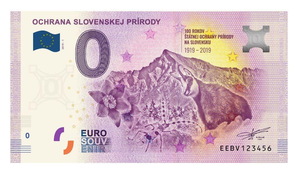 Štátna ochrana prírody Slovenskej republiky spustila v stredu 26. júna, v rámci osláv 100. výročia štátnej ochrany prírody na Slovensku, predaj Euro Souvenir bankovky.