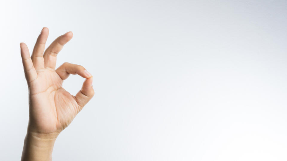 Hand,Ok,Sign,On,White,Background