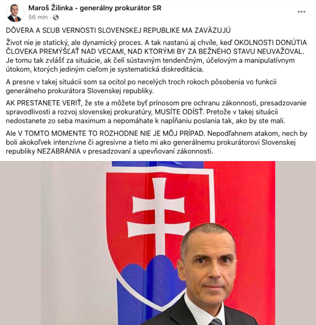 Zásadné Stanovisko Generálneho Prokurátora Maroša Žilinku: Plánuje ...