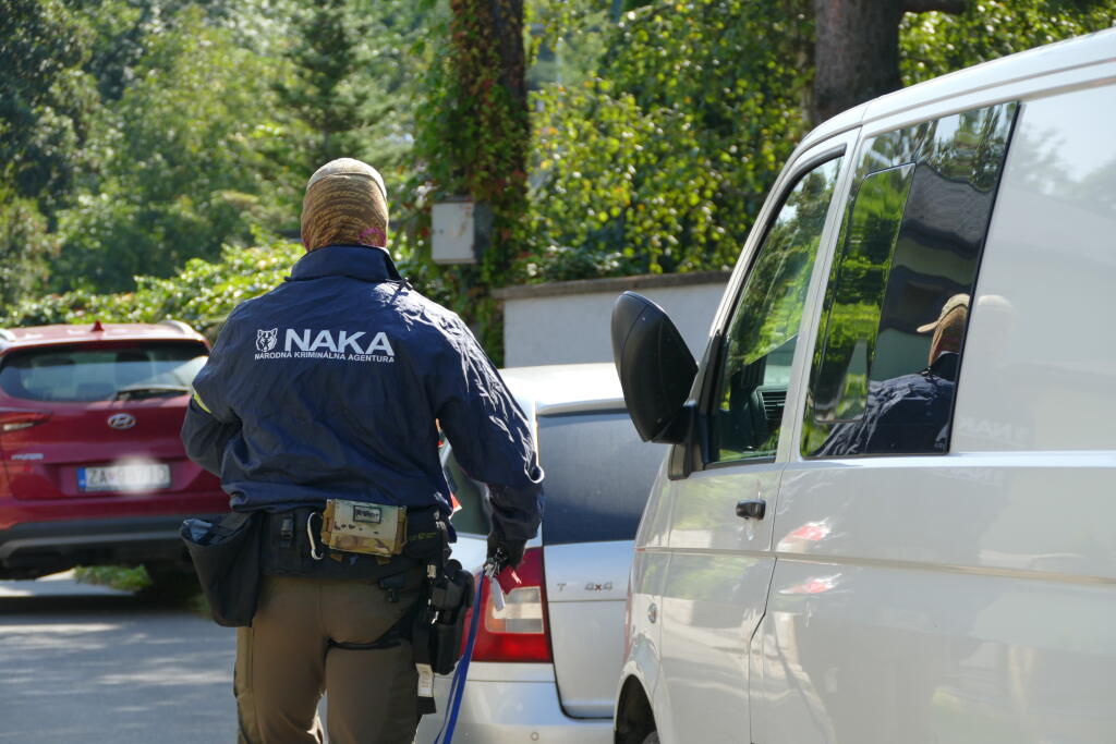 Národná kriminálna agentúra (NAKA) spustila na strednom Slovensku rozsiahlu akciu s názvom Plevel. Akcia súvisí s korupčnou trestnou činnosťou. Na snímke zásah NAKA pred domom bývalého žilinského krajského sudcu Pavla. P v Žiline dňa 14. septembra 2020. FOTO TASR - Erika Ďurčová