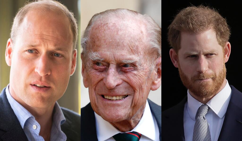 Princ William, zosnulý princ Philip, princ Harry