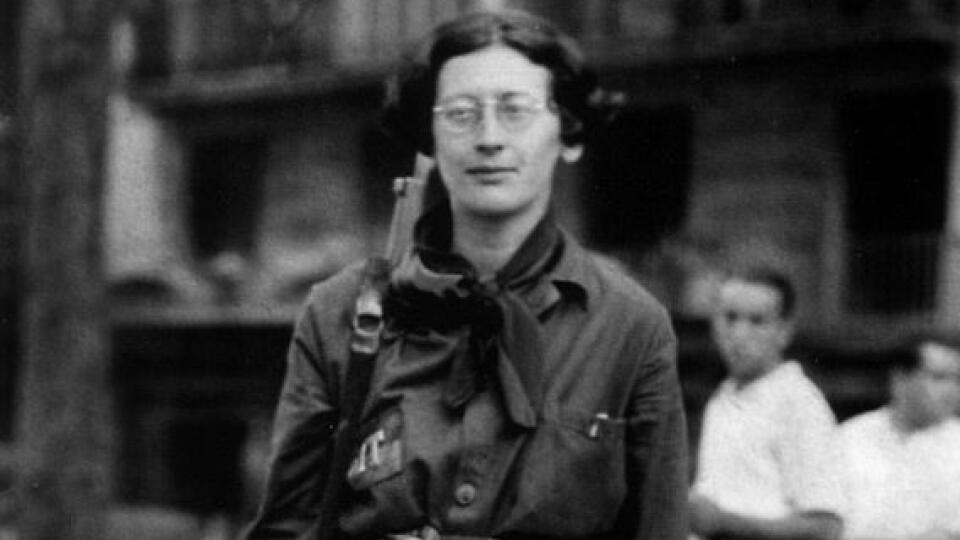 Simone Weil (1909-1943) french philosopher, here in 1936 during spanish civil war when she was in the Durruti Column