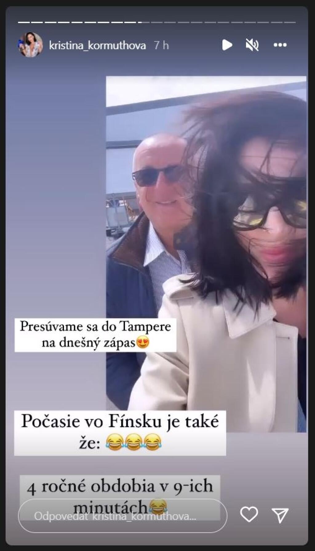 Kormúthová s otcom išli podporiť našich hokejistov priamo do Fínska. Privítalo ich poriadne divoké počasie.