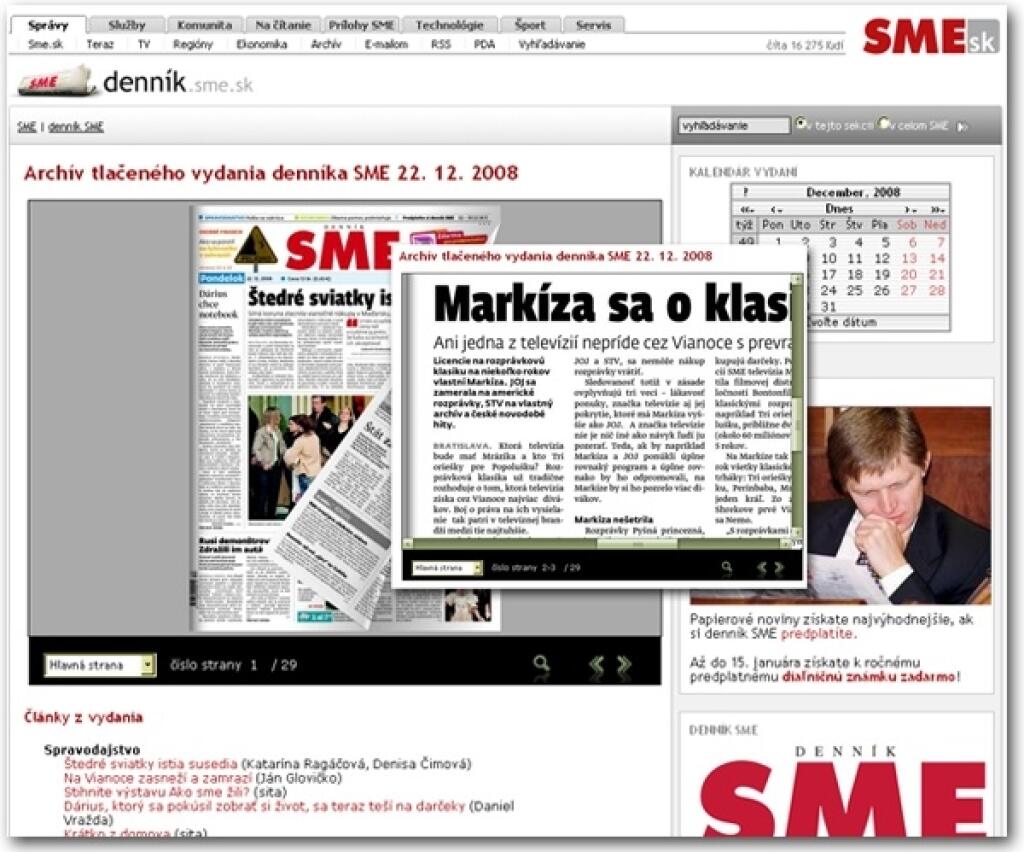 Tlačený denník Sme kompletne na webe