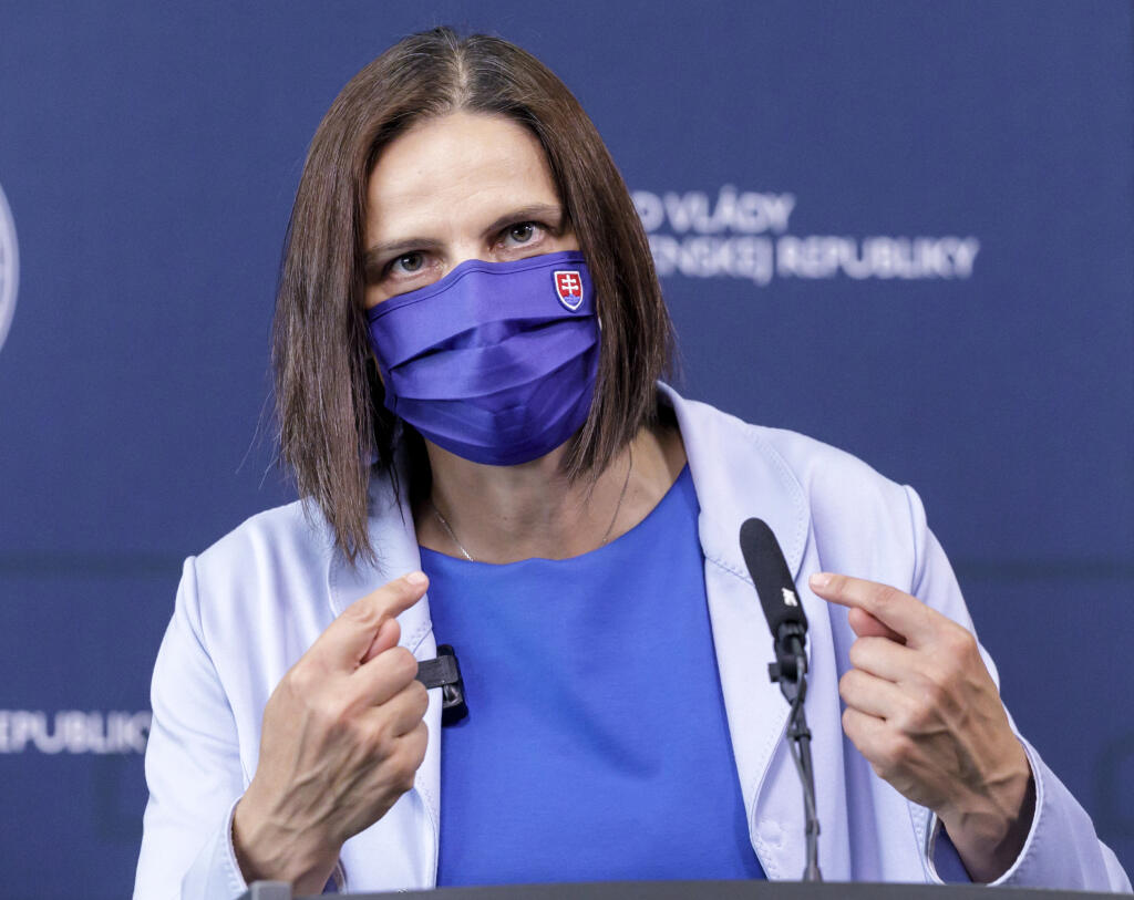 Na snímke ministerka spravodlivosti SR Mária Kolíková počas tlačovej konferencie o opatreniach v oblasti pomoci ľuďom s exekúciami v Bratislave 20. októbra 2021. FOTO TASR – Dano Veselský