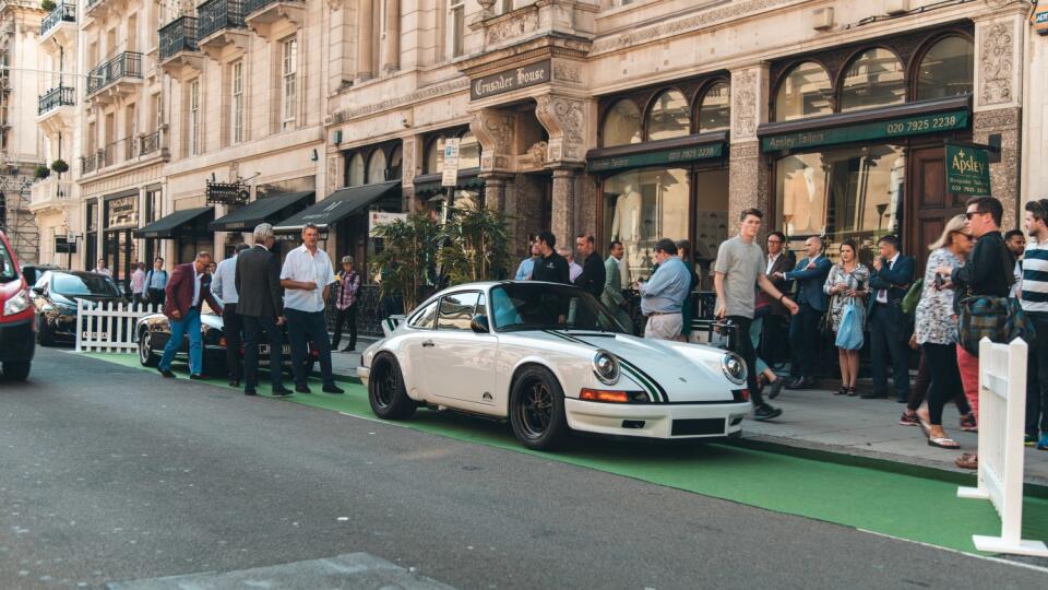 Paul Stephens 911 Le Mans Classic Clubsport pri oficiálnom predstavení v Londýne