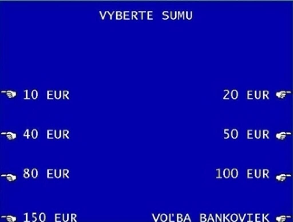 Bankomat umožní zvoliť si hodnotu bankoviek