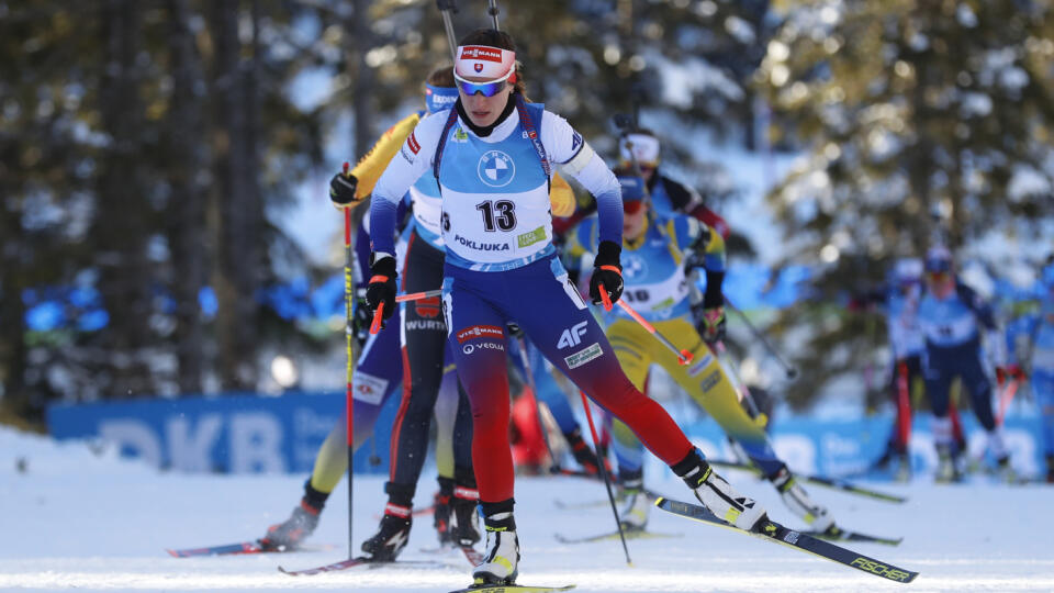 WA 69 Pokljuka - Slovenka Paulína Fialková počas stíhačky na 10 km na 52. majstrovstvách sveta v biatlone v slovinskej Pokljuke v nedeľu 14. februára 2021. FOTO TASR/AP
Slovakia's Paulina Fialkova competes during the women's 10 km pursuit competition at the World Championships Biathlon event in Pokljuka, Slovenia, Sunday, Feb. 14, 2021. (AP Photo/Darko Bandic)