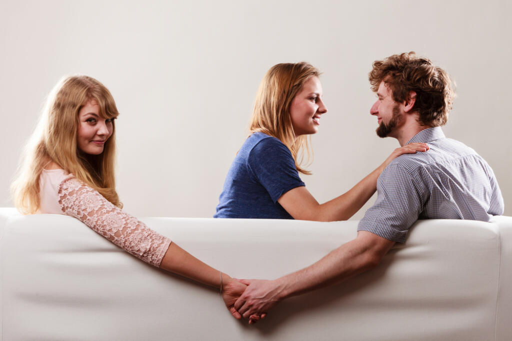 Betrayal,And,Infidelity,Concept.,Handsome,Boy,With,Two,Attractive,Blondie