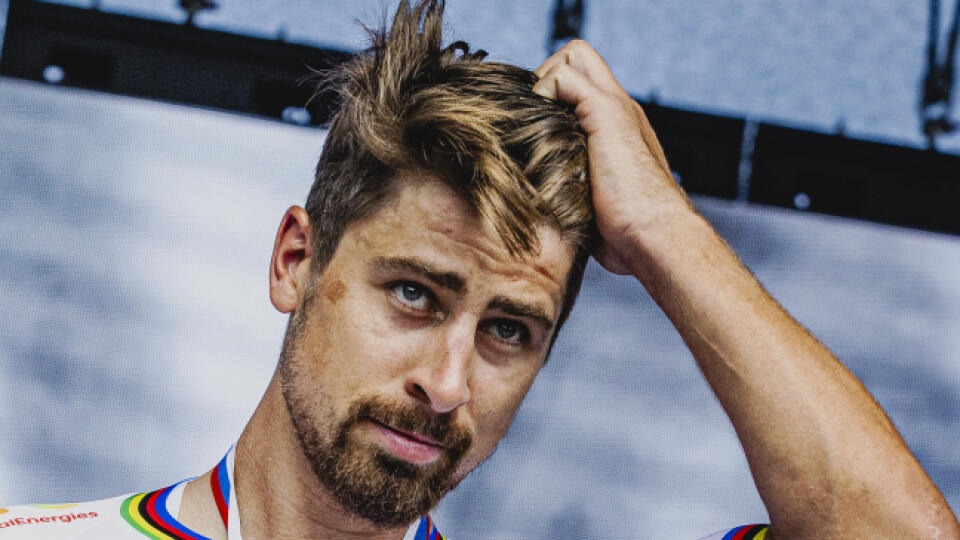 Spoločné Majstrovstvá SR a ČR v cestnej cyklistike v Tlmačoch. Na snímke Peter Privara a Peter Sagan.