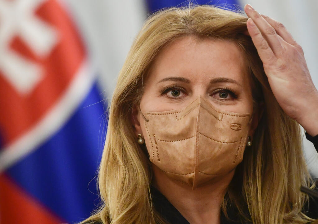Na snímke prezidentka SR Zuzana Čaputová počas vyhlásenia k obrannej dohode s USA v Bratislave 20. januára 2022. FOTO TASR - Martin Baumann