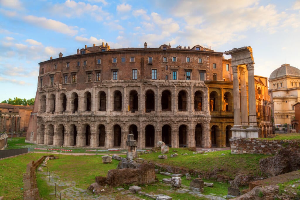 Marcellus Theatre in Rome at sunset
