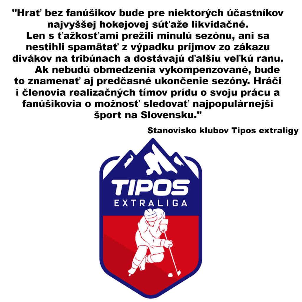 Na opatrenia zareagovali aj kluby hokejovej Tipos extraligy.