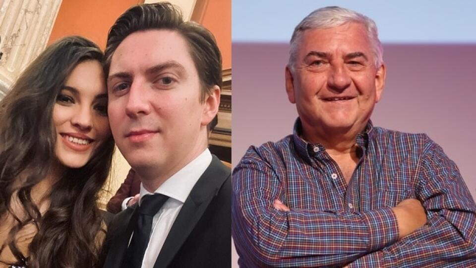 Sára Affašová a Martin Donutil, vľavo jeho otec Miroslav Donutil.