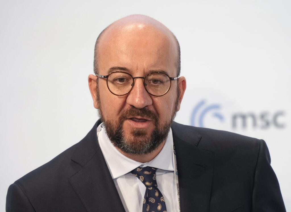 JB 7 Mníchov - Predseda Európskej rady Charles Michel počas prejavu v rámci záverečného dňa 58. Mníchovskej bezpečnostnej konferencie v Mníchove 20. februára 2022. FOTO TASR/AP

President of the European Council Charles Michel speaks at the Munich Security Conference in Munich, Germany, Sunday, Feb. 20, 2022. (AP Photo/Michael Probst)