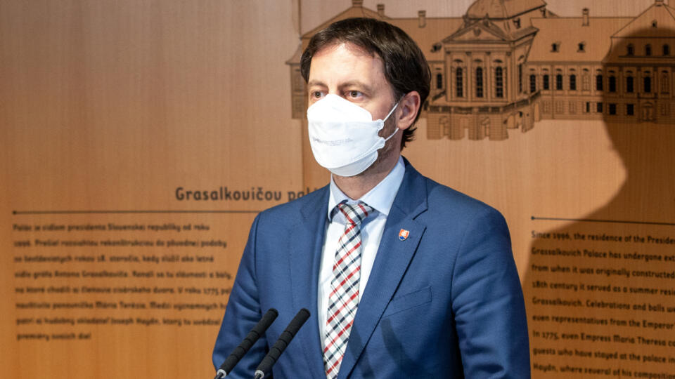 Na snímke je Eduard Heger na stretnutí s prezidentkou SR Zuzanou Čaputovou v Prezidentskom paláci.