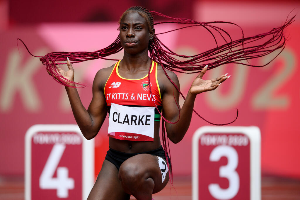 Amya Clarkeová reprezentujúca ostrov Svätý Krištof a Nevis predviedla jeden z najbláznivejších účesov na tohtoročnej olympiáde.