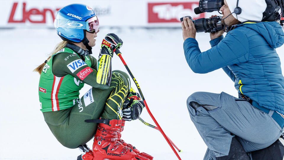 Na snímke Mikaela Shiffrin počas druhého kola obrovského slalomu svetového pohára v rakúskom Lienzi.