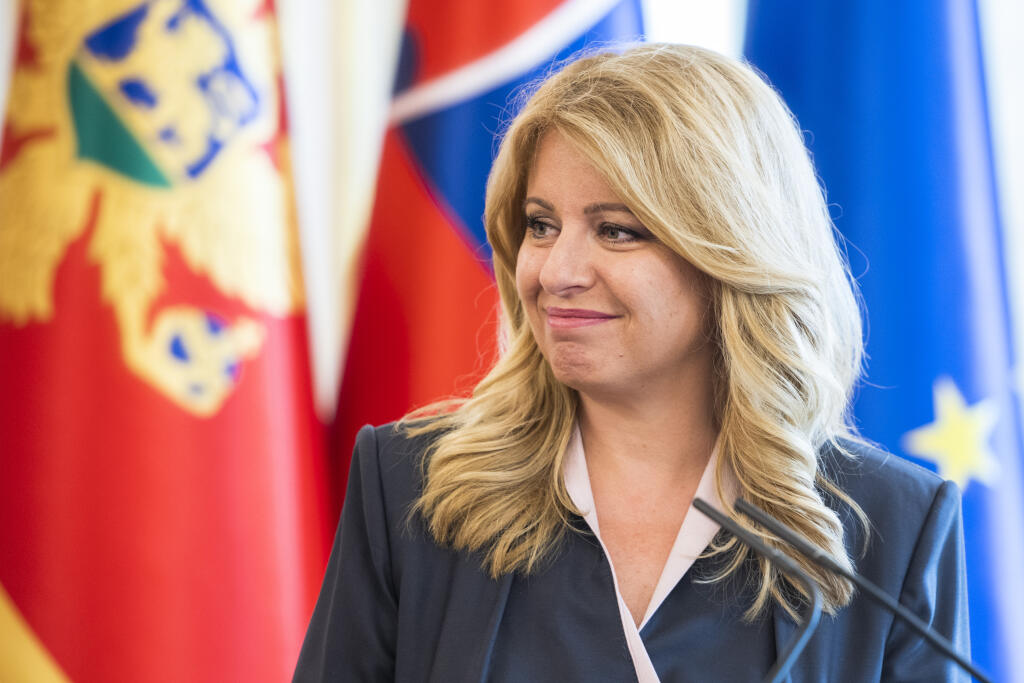 Na snímke prezidentka SR Zuzana Čaputová počas tlačovej konferencie po stretnutí s prezidentom Čiernej Hory Milom Djukanovičom v Prezidentskom paláci v Bratislave 15. júla 2021. FOTO TASR - Jaroslav Novák