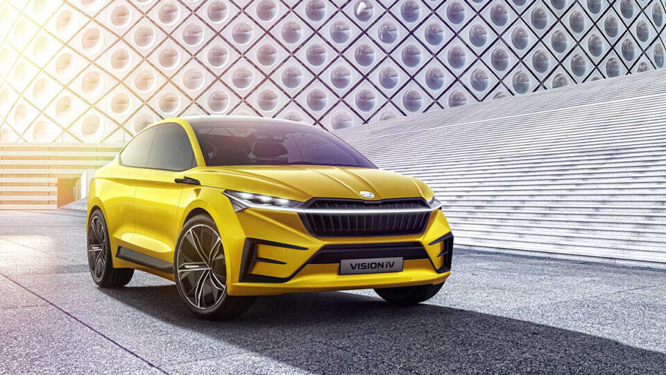 Škoda Vision iV - výrazný svetelný pás po celej šírke je aj vpredu