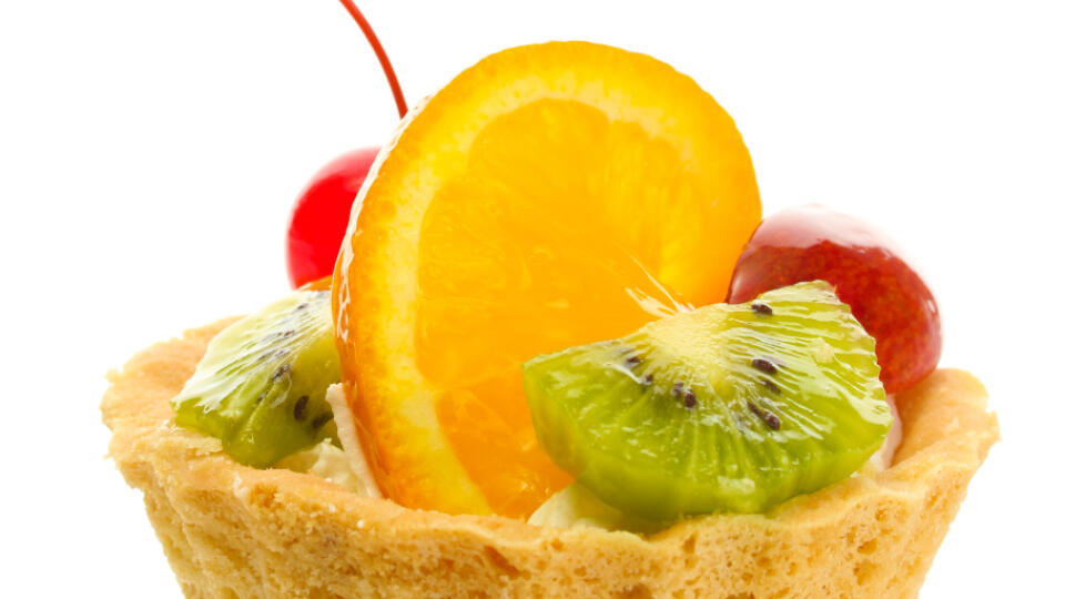 Sweet,Cake,With,Fruits,Isolated,On,White
