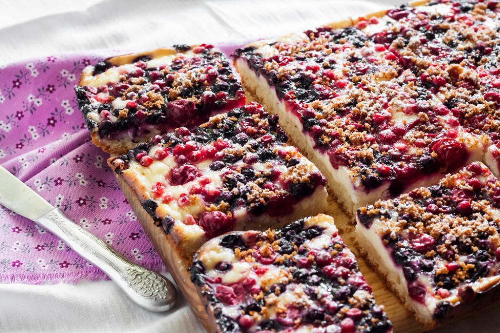 Delicious,Pie,With,Assorted,Berries,And,Cottage,Cheese,Cut,On