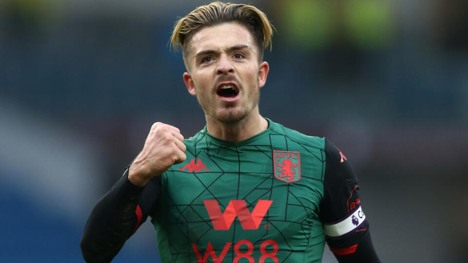 Jack Grealish v zápase Aston Villy proti Burnley.