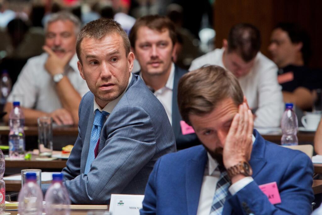 Žigmund Pálffy počas kongresu Slovenského zväzu ľadového hokeja.