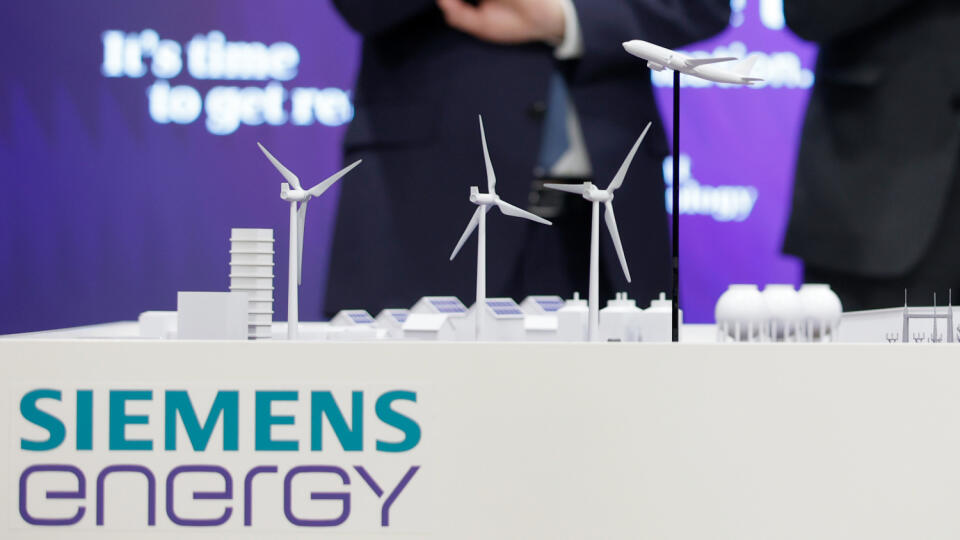 The stand of the German industrial concern Siemens Energy at the world's largest industrial fair, Hannover Messe, in Hanover.