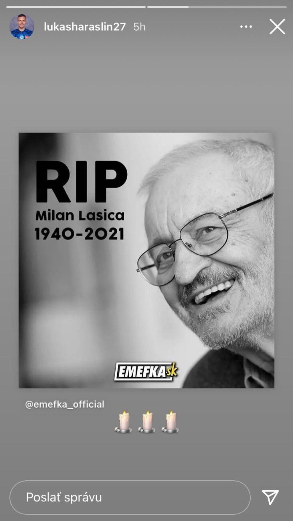 Športovci smútia za legendárnym Milanom Lasicom, na sociálnej sieti posielajú emotívne odkazy.