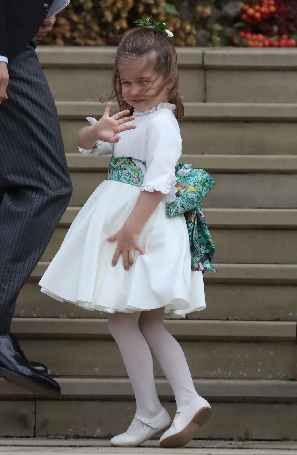 Princezná Charlotte a princ Geirge na svadbe princeznej Eugenie.